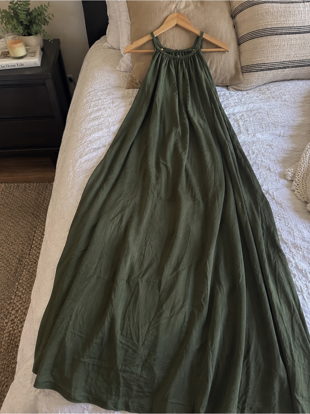 Olive Green Halter Maxi Skirt - Lightweight Flowing Silhouette